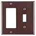 Leviton 1-Toggle 1-Decora/GFCI Device Combination Wallplate, 80405, Brown