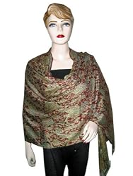 Red Berry Jamawar Indian Pashmina Shawl/Wrap Throw for Womens Free Shipp