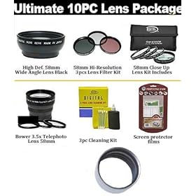Ultimate 10PC Lens Package For Panasonic Lumix DMC-FZ35 Lumix DMC-FZ18 Lumix DMC-FZ28 Includes HD Wide Angle Lens + 3.5X Telephoto Lens + 3 Piece Filter Kit + 4 Piece Close Up Macro Lens Set With 10+ Macro Lens + Extras