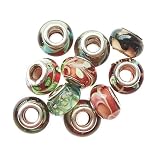 10 mixed autumn colours pandora lampwork glass beads