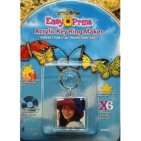 Easy Print Acrylic Photo Key Ring Maker W/ 6 Key Rings & Software