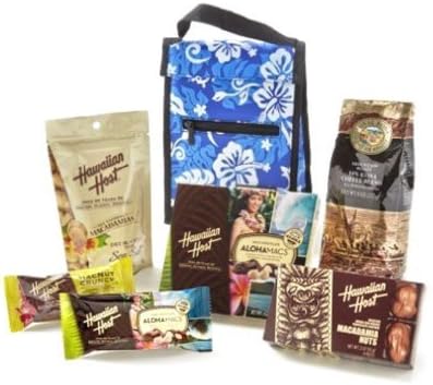 Hawaiian Lunch Cooler Gift Basket Chocolate Macadamia Candy Assortment & Royal Kona Coffee