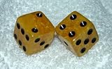 Rare Vintage Butterscotch Granite Style French Bakelite Dice Pair