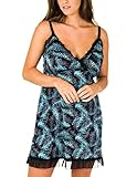 Delta Burke Plus Size Women's Chemise with Ruffled Trim and Various Patterns (3X, Aqua Reed)