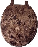 BROWN MARBLEIZED LOOK MOLDED WOOD STANDARD ROUND TOILET SEAT