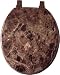 BROWN MARBLEIZED LOOK MOLDED WOOD STANDARD ROUND TOILET SEAT