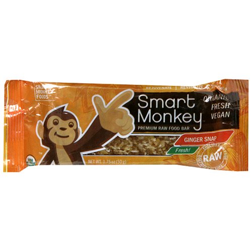 SmartMonkey Premiun Raw Food Bars, Ginger Snap, 1.7-Ounce Bars (Pack of 16) by SmartMonkey Foods