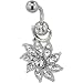 pug43  - Belly Navel Rings Clear Crystal Daisy Flower Gift