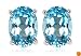 14k White Gold 7 x 5 Oval Shape Coated Swiss Blue Topaz Stud Earrings