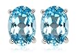 14k White Gold 7 x 5 Oval Shape Coated Swiss Blue Topaz Stud Earrings
