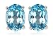14k White Gold 7 x 5 Oval Shape Coated Swiss Blue Topaz Stud Earrings