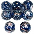 30g Blue Flower Lampwork Round Glass Beads Approx 8Pcs