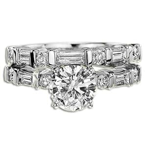 3.10 CT E VS2 ROUND DIAMOND RING SET CERTIFIED 18K