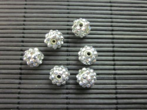 12mm Rhinestone Bead Silver 20 Pieces