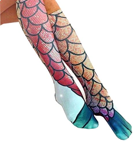 Women Mermaid Socks Funny Socks Knee High Socks Beach Sock Cosplay Stockings