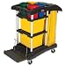 Rubbermaid Commercial Housekeeping Service Cart with Color Coded Pails, Black, 44" Height, 48-1/4" Length x 22" Width