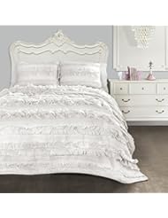 Home: Lush Decor C43288P15-000 Belle 3Piece Quilt Set, King, White,King - Triangle Home Fashions