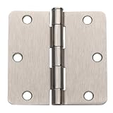 Global CP3535-R-US15-M Full Mortise Plain Bearing Hinge, Radius Shape 2-Pack, Satin Nickel