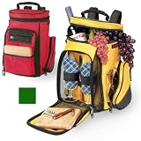 Caddy Green/Brown With Golf Print Golf Cooler Backpack With Wine & Cheese Service