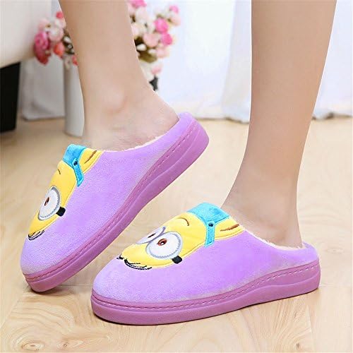 EY Purple Winter Home and Outdoor Tendon Bottom Cute Slippers Despicable Me Soft Minion Shoes / Gift for Christmas, Valentine's Day Size:41-42