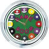 Brand New "Game Room" w/ Pool Balls Wall Bar Neon Clock