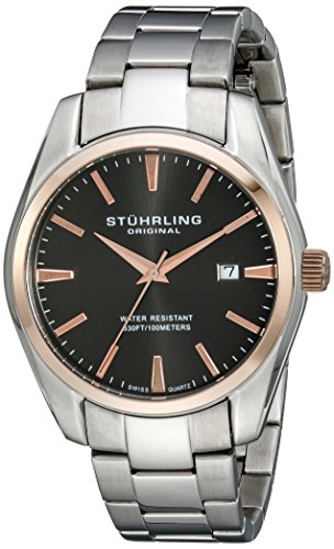Stuhrling Original Men's 414.334154 Classic Ascot Prime Watch with Rose-Tone Bezel