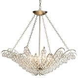 Currey and Company 9000 Quantum - Four Light Chandelier, Silver Leaf Finish