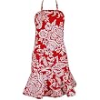 Pure Flax Linen Ruffled Mod Floral Bibbed Apron, Pure Linen