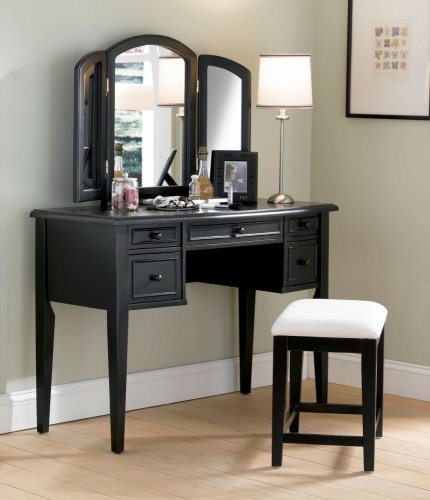 Powell Antique Black with Sand Through Terra Cotta Vanity, Mirror & Bench