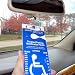 MirorTag Gold - A Novel Way to Protect, Display & Put Away a Handicapped Parking Placard. Sturdy handicap placard cover and protector; unlike the 8 mils cheap and flimsy ones, this holder is 60 mils thick and will never melt or bend or break in the sun or cold. Magnetically snaps On & Off to a Hook you mount behind your rearview mirror. No more back & neck pain. No more hanging & removing, and no screw adjusting or flipping visor or rotating placard ever needed. Full protection, and ON and OFF in a snap. Made in USA