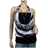 Plus size Black Glitter print Necklace accented O-ring strap top