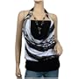 Plus size Black Glitter print Necklace accented O-ring strap top