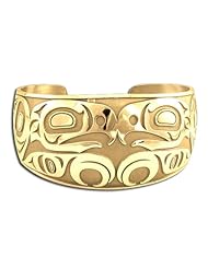 14K Yellow Gold Northwest Coast Native American Eagle Bracelet. Made in USA.