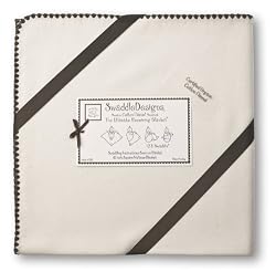 SwaddleDesigns Organic Ultimate Receiving Blanket - Natural with Chocolate Brown Trim