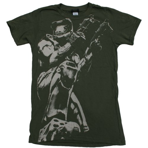 HALO 3 SPARTAN POSTERIZED 2-Sided Heather Green Soft Cotton Tee Licensed