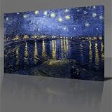 VINCENT VAN GOGH Starry Night Over The Rhone Stunning XL Gallery Framed Canvas Art Poster Print Framed Ready To Hang NEW