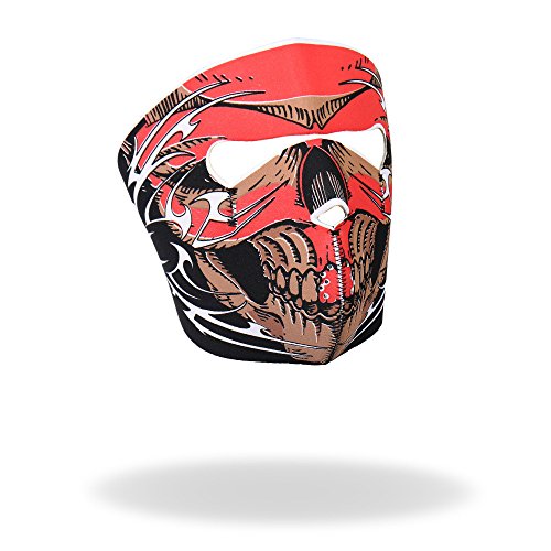 Hot Leathers Skull Face Neoprene Face Mask (Red)