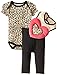 Bon Bebe Baby Girls' Newborn Animal Print and Hearts 3 Piece Legging Set
