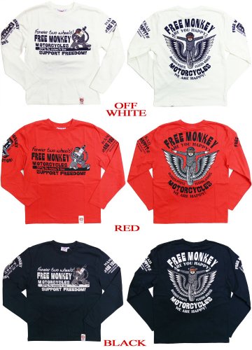 (バクレツランマンムスメ)爆裂爛漫娘 2009抜染ロングスリーブTシャツ「FREE MONKEY」