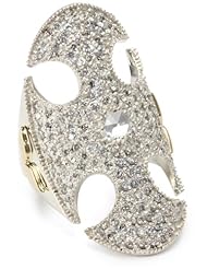 Mizuki Silver and Gold Diamond Oval Shield Cross Ring, Size 7