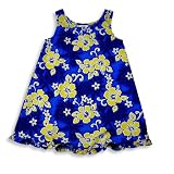 Mulberribush - Girls Sleeveless Floral Dress, Blue, Yellow
