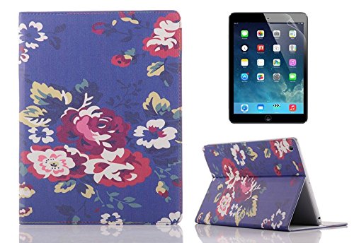 Welity Blue Flowers Cute Synthetic Leather Flip Holder Support Case With Hard Case Cover For Apple iPad Air/iPad 5