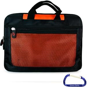 High Quality Nylon (Orange) Laptop Carrying Case for the Samsung Go N310, NC10, N110, N120, N130, N135, N140, or any 10 Inch Series Netbook Laptop Computer with Free Carabiner Key Chain