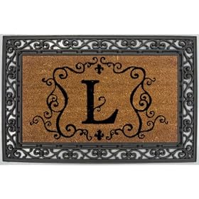 Monogram Coir Doormat Insert with Rubber Base Frame - L by 