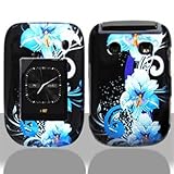 Hard Snap-on Shield BLACK With BLUE FLOWERS Design Faceplate Cover Sleeve C ....