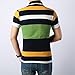 Yete Men's Collared Button Striped Polo Short-Sleeve Plain Shirt