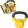 GoFit 10-Pound Yellow Kettlebell with Vinyl Coating, Iron Core Training DVD and Exercise Booklet
