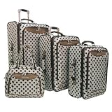 Spearmint Polka Dot 4 Piece Luggage Set in Silver