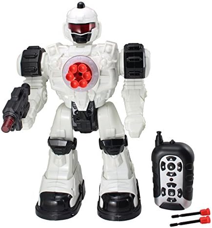 Phixneon Remote Control RC Robot Police Toy, Shoots Foam Missiles, Walks, Dances,with Flashing Lights and Sounds, Great Action Gift Toy for Kids Children Boys