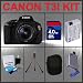 Canon EOS Rebel T3i 18MP Digital Camera with EF-S 18-55mm IS II Lens + 4GB Memory Card + Spare Extended Life LP-E8 Li-Ion Battery + Carrying Case + USB SD Card Reader + Flexible Table Top Tripod + LCD Screen / Lens Cleaning Kit Accessory Kit